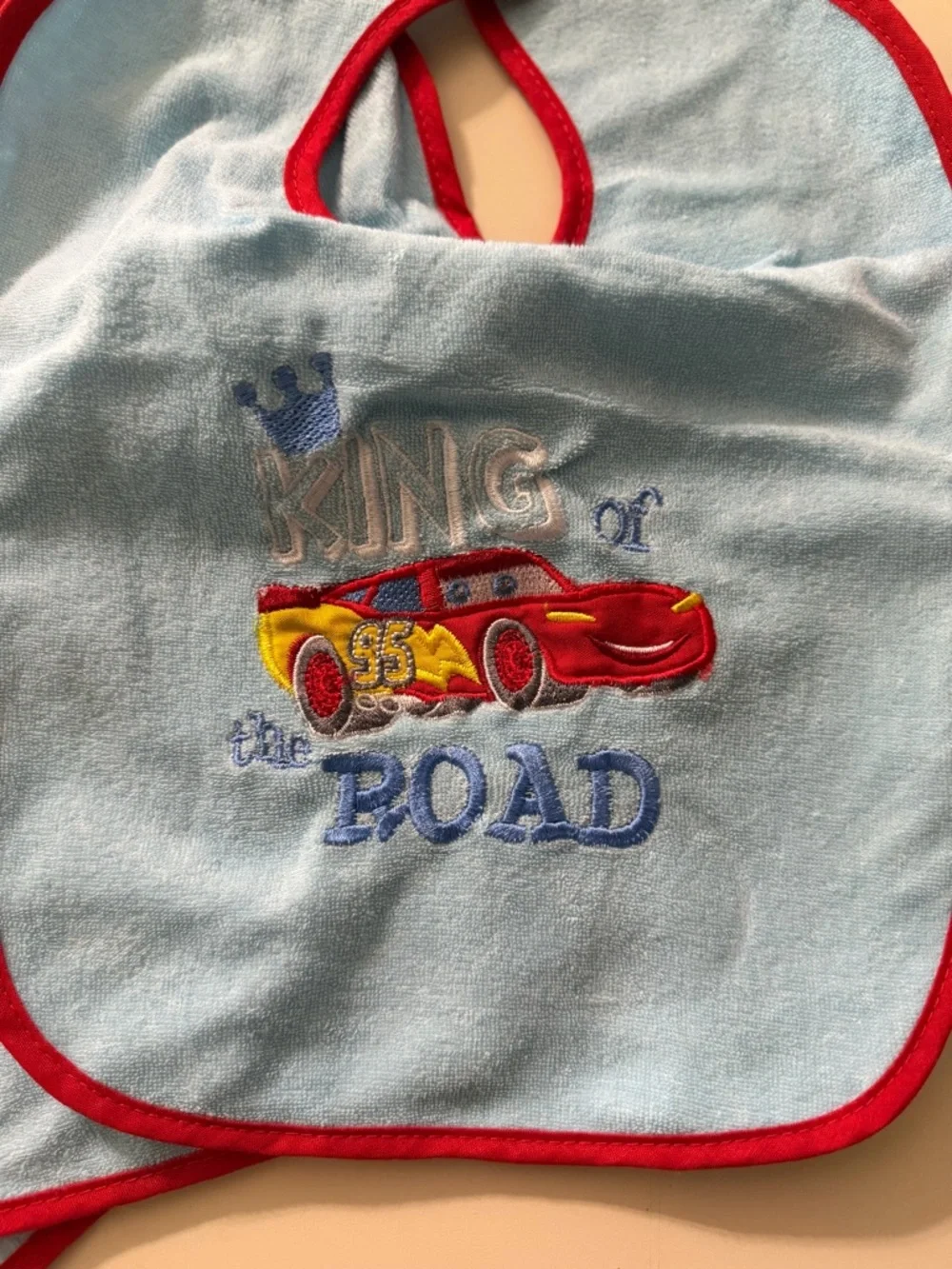 Light Blue Kids Bib with Disney “Cars” Embrodiary set of 3